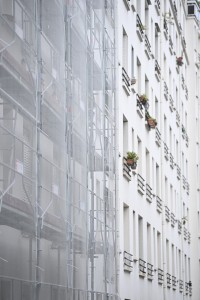 façade avec échafaudage pour ravalement